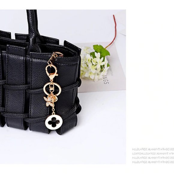 Louis Vuitton Style Enameled and Rhinestone Flower Charms Keychain/Bag Charm NWT - Picture 5 of 6